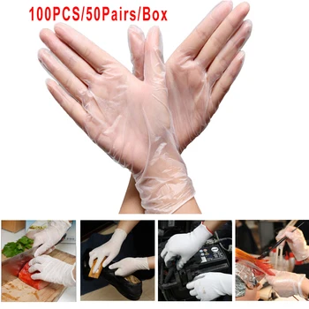

Disposable Latex Free Gloves Box 100PCS/ Set Medical Anti Virus Food Butcher Laboratory Work Safety Black Gloves AF012