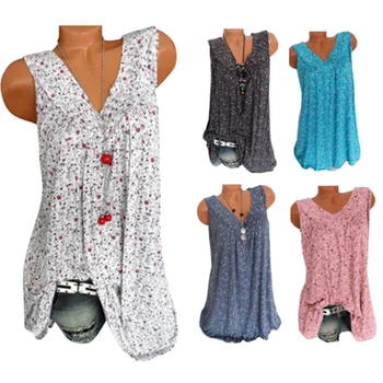 

Oversized S-7XL Casual Women Tank Tee Shirts 2020 Sexy V-Neck Boho Print Beach T Shirt Loose Plus Size Tops Summer Female Tshirt