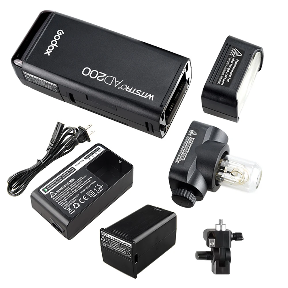 Godox AD200 комплект 200Ws 2,4G ttl карманная вспышка стробоскоп 1/8000 HSS Беспроводная монолайт 2900mAh литиевая батарея и голая лампа/Speedlite