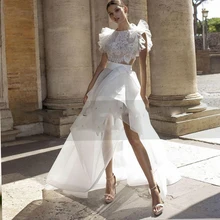 

Short Wedding Dress 2021 White ivory Bridal Dress Backless Knee Length White Bride Gowns High quality Satin Wedding Party Dress