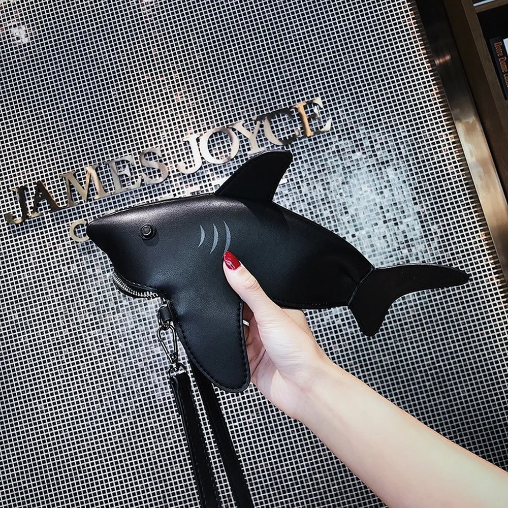 

Cute Shark Shape Designer Bag Women Shoulder Bag New Fashion Luxury Handbag Top Quality Leather Crossbody Bag Lady Cartoon Purse