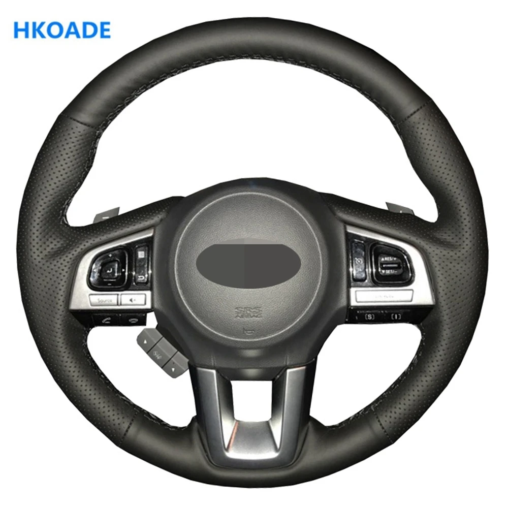 Черный чехол рулевого колеса автомобиля из искусственной кожи для Subaru Legacy XV 2015 2017