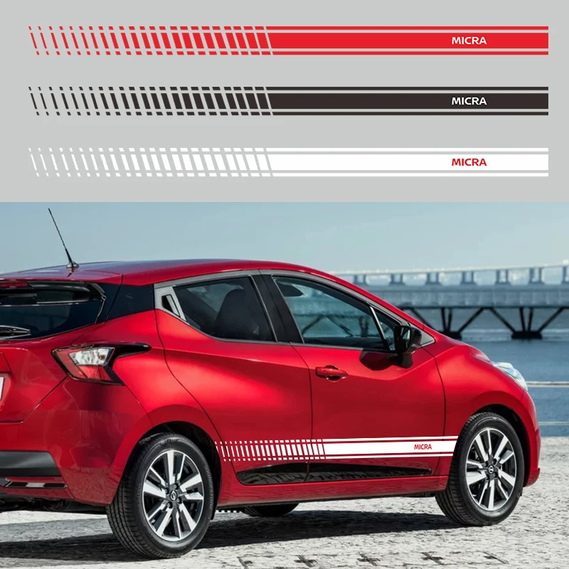 2 шт авто гонки спортивные длинные полосатые наклейки для NISSAN Micra 2 боковые тела виниловые наклейки