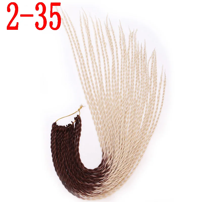 2-35 MERISIHAIR Ombre Сенегальские крученые волосы на крючках косички 24 дюйма 30 корней/упаковка синтетические косички волосы для женщин серый, синий, розовый, бро - Цвет: 2-35