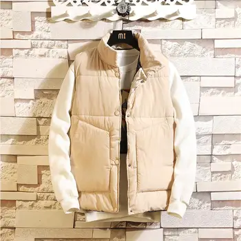 

S-3XL Couples Warm Vest Designer Streetwear Fashion Winter Working Jacket Sleeveless Work Vest Plain Color Waistcoat Male XXXL