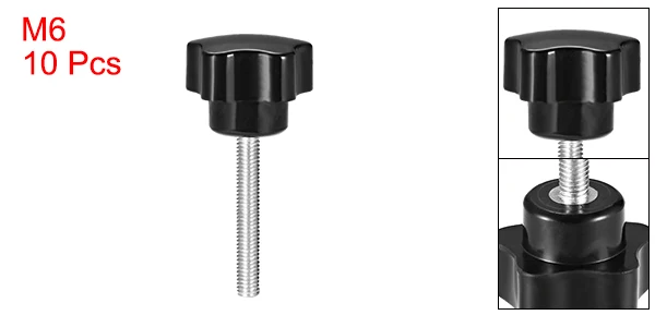 M6 x 35mm Uxcell 10 блоки из серии "Звездные войны", детские ручки M5/M6/M8 10/15/20/25/30/35/40/50/60 мм с наружной резьбой Сталь цинка серьги-гвоздики Замена Черная синтетическая - Цвет: M6 x 35mm