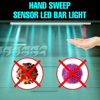 

CanLing Hand Sweep Sensor Under Cabinet Light LED Germicidal Ultraviolet Lamp Tube 20-50cm UVC Sterilizer for Closet Wardrobe