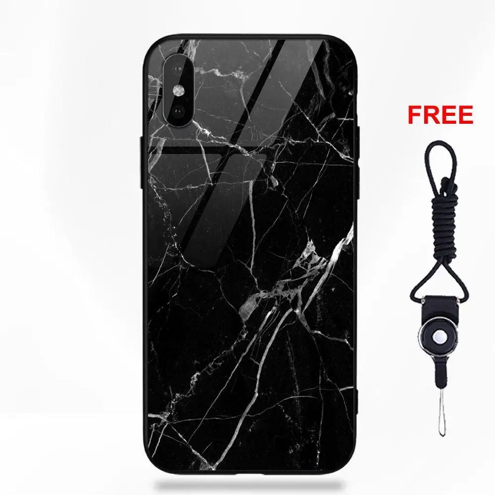 Для Apple iPhone 5 5C 5S SE 6 6S 7 8 Plus X XS Max XR рисунок мягкий ТПУ чехол+ закаленное стекло крест черный Золотой Мрамор трещина печать