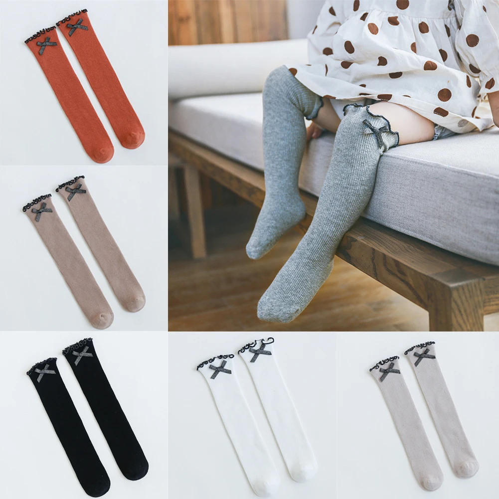 Модные однотонные гольфы для маленьких девочек, колготки, гетры, чулки для детей 1-6 лет