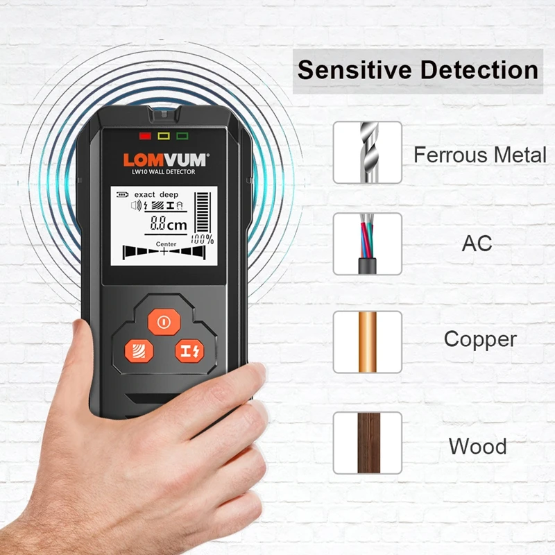 Kaufen LOMVUM Metall Detektor Backlit Schwarz AC Holz Finder Kabel Drähte Tiefe TrackerUndeground Sturs Wand Scanner LCD HD Display Beep