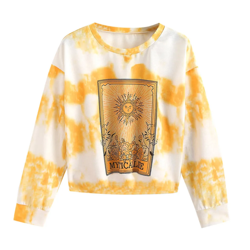 Hoodies Women Hoodies And Sweatshirts Women Autumn 2019 Print Tie dye o-neck Long Sleeve Hoodie Streetwear Harajuku Hoodie