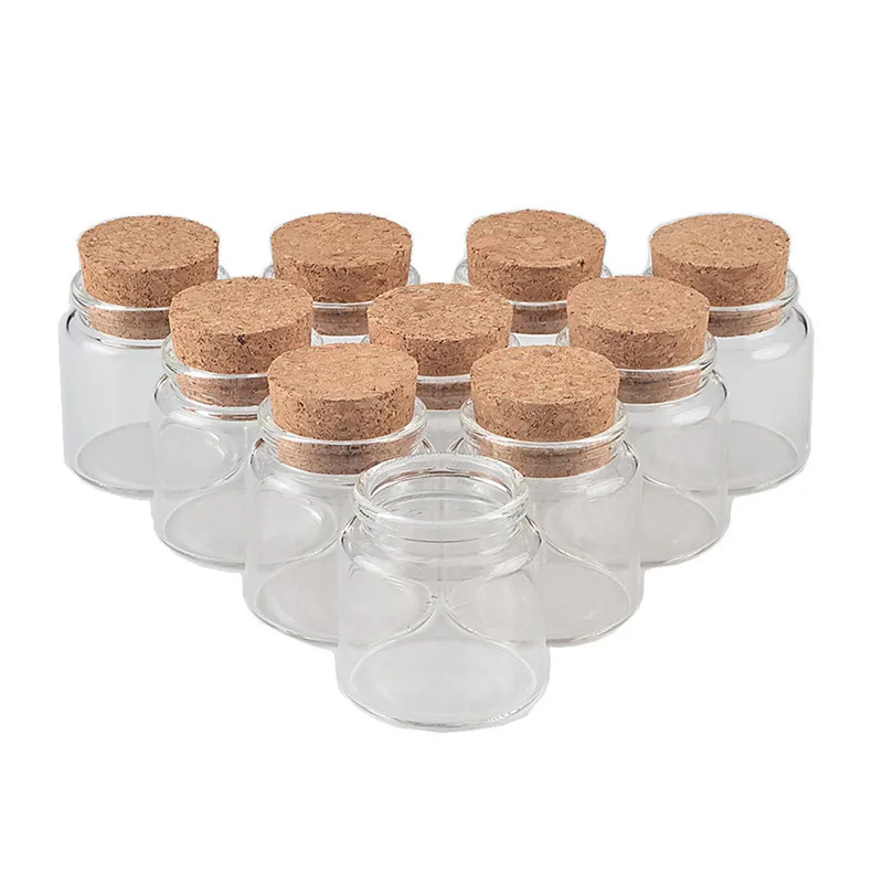 24pcs 47x50x33 mm 50ml Empty Wide Mouth Glass Bottles With Cork DIY Bless Hope Bottles Decorative Vials Gifts