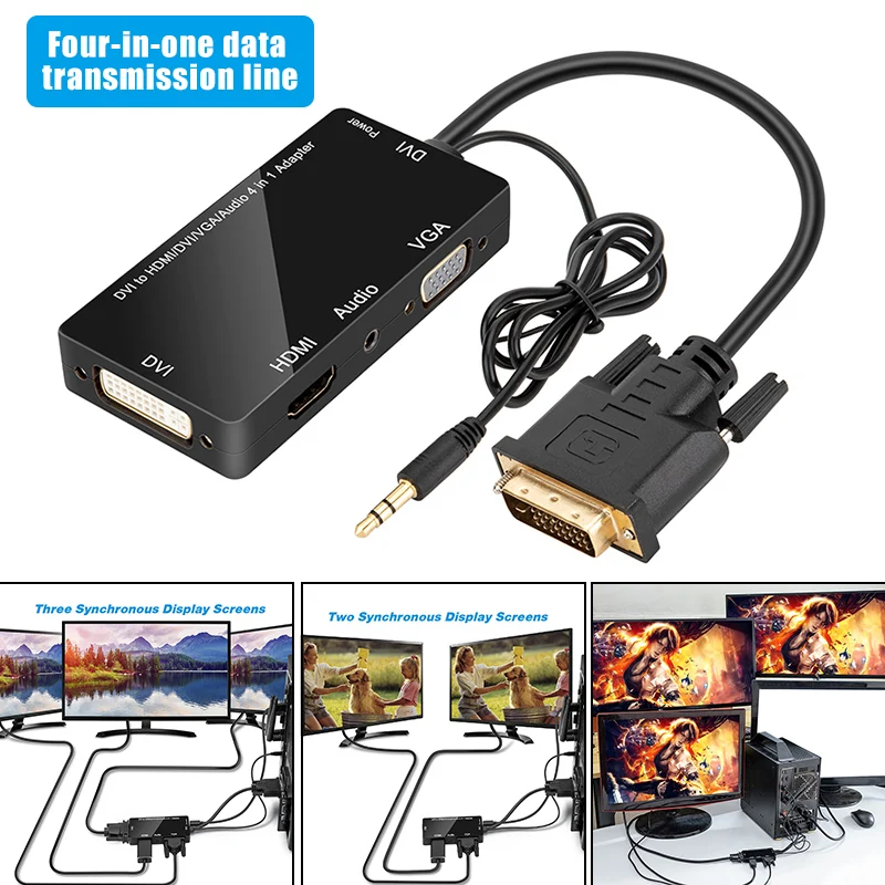 Недавно VGA к VGA HDMI DVI адаптер 4-в-1 многофункциональный аудио конвертер USB для компьютера ПК проектор