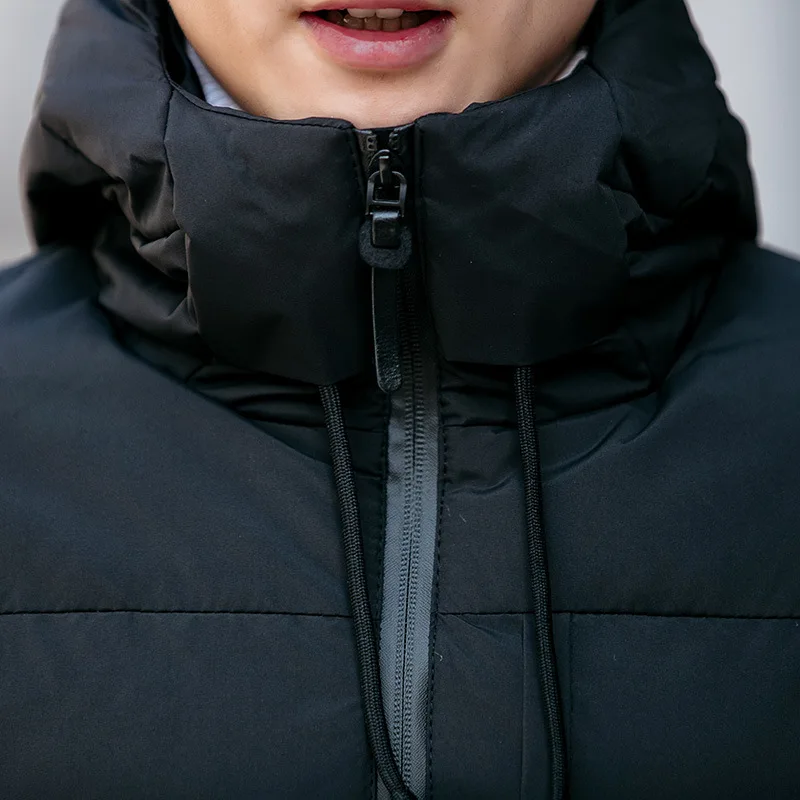 Мужская куртка-парка Мужская зимняя однотонная простая высококачественная повседневная пуховая куртка теплая Толстая Мужская парка с капюшоном