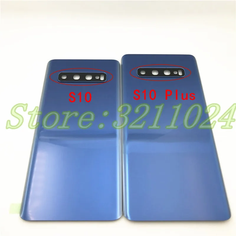New For Samsung Galaxy S10e S10 S10 plus Glass Battery Back Cover Door Housing Replacement Repair Parts +Camera Glass Lens Frame