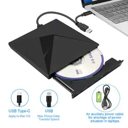 Lefon – lecteur de DVD externe USB 3.0, graveur de CD RW, lecteur optique USB type c pour ordinateur portable 