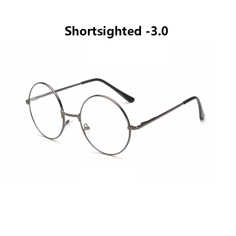 gray myopia 3.0 Zilead металлические очки близорукости круглые близорукие очки мужские и женские очки для близоруких с диоптрий-1.0to-4,0 - Цвет оправы: gray myopia 3.0