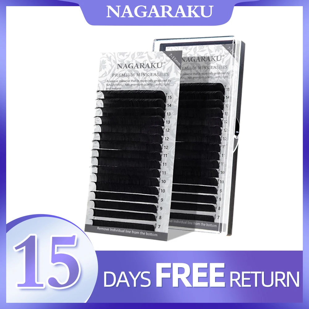 Eyelash-Extension Individual-Makeup Cilios Premium NAGARAKU Natural Mix 7--15mm Maquiagem