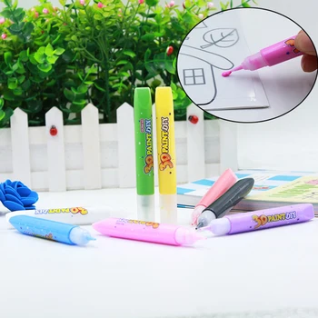 

Kids 8 Colors 3D Stickers Paint Glass Glue Painting Drawing Pen Set Creative Stereo DIY Color Handmade Art Marker Pens Toys Gift