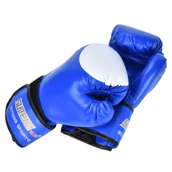 1 para PU skórzane rękawice bokserskie Sanda wykrawania Sparring Sandbag szkolenia rękawice walki Sanda rękawice PU skóry-niebieski tanie i dobre opinie CN (pochodzenie) Mężczyzna PU Leather + Sponge 2316421