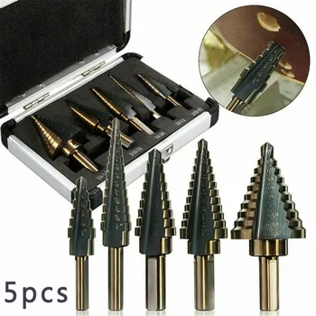 

5pcs Set HSS Drill Bit Step Cone Multiple Hole Saw Cutter For Electric Grinder