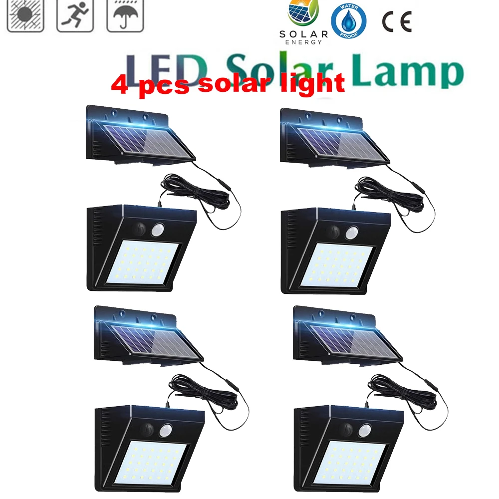 

2/4pcs 100/56/30 LED Solar Powered Wall Lamp PIR Motion Sensor Waterproof Light Bulb Garden Light Outdoor Path Security 3 Sided