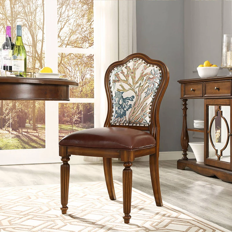 Side chair Домашняя мебель из раздвижного дерева коричневого цвета обеденный стол и кожаный мягкий стул Лидер продаж WA642 - Цвет: Side chair