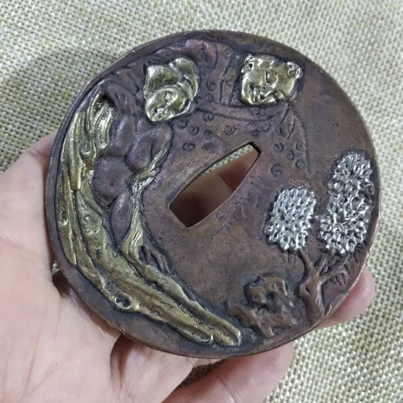 Винтажный чехол Tsuba для японской Самурайской Катаны фальшивой воина меча круга |