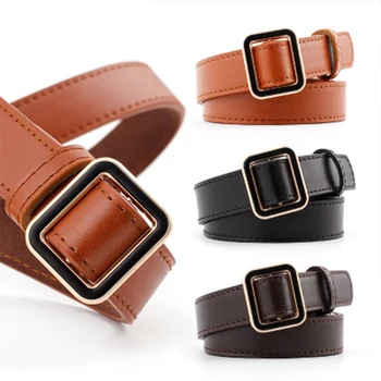 

Retro Faux Leather Wide Belts Women Casual Metal Buckle Korean Belt Female Streetwear PU Leather Soft Belts Fashion Assessories