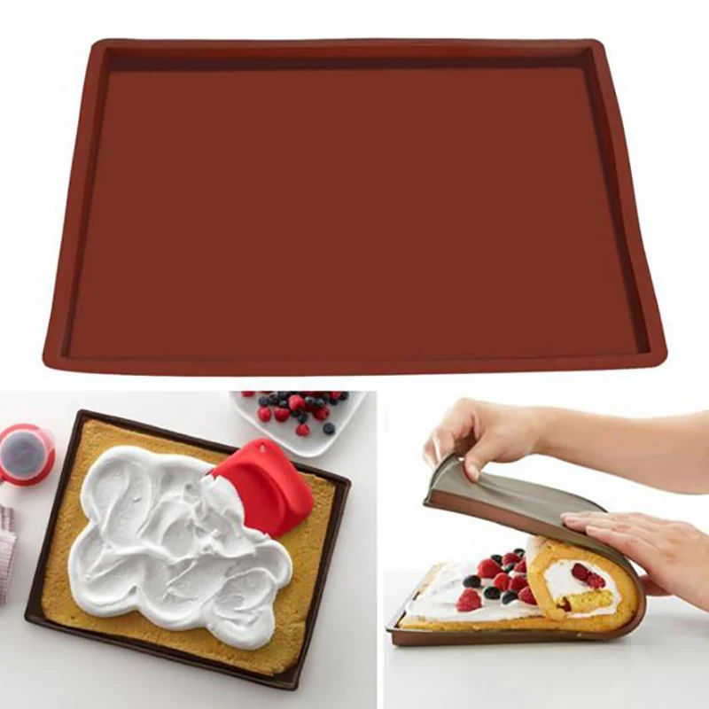 1Pcs Silicone Baking Pad Swiss Roll Silicone Pad West Point Baking Mold Cake Bakeware Silicone Bread Rolls High Temperature