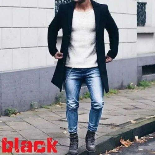 Men Jacket Casual Slim Fit Long Sleeve Knitted Cardigan Trench Coat Jacket Suit Outwear - Color: A