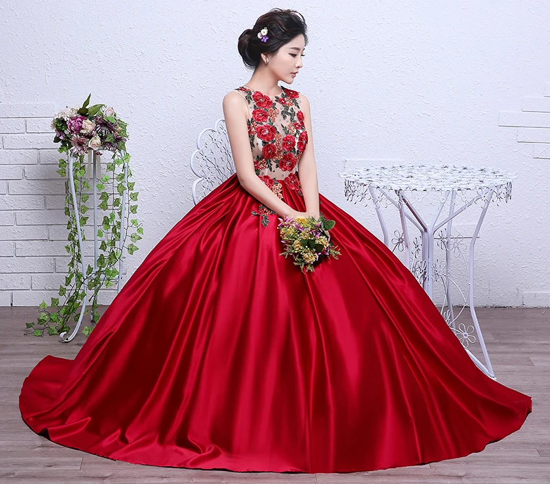 Бальные платья бордовые платья quinceanera Цветочный принт пятен этаж Длина и на шнуровке; низкая цена; одежда vestidos Бальные Сладкий 16 платья