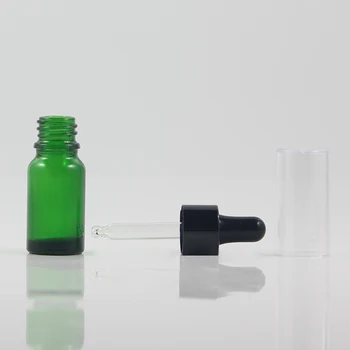 

Hot sale 10ml essential oil green glass bottle , mini sample glass dropper bottle