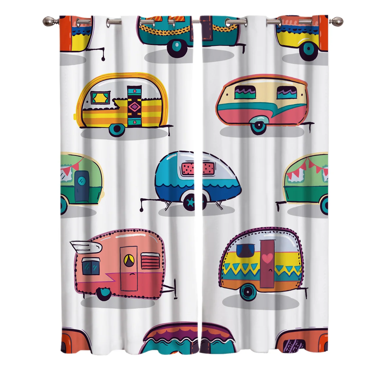 Cute Cartoon Car Window Treatments Curtains Valance Room Curtains Large Window Living Room Bathroom Kitchen Window Curtain