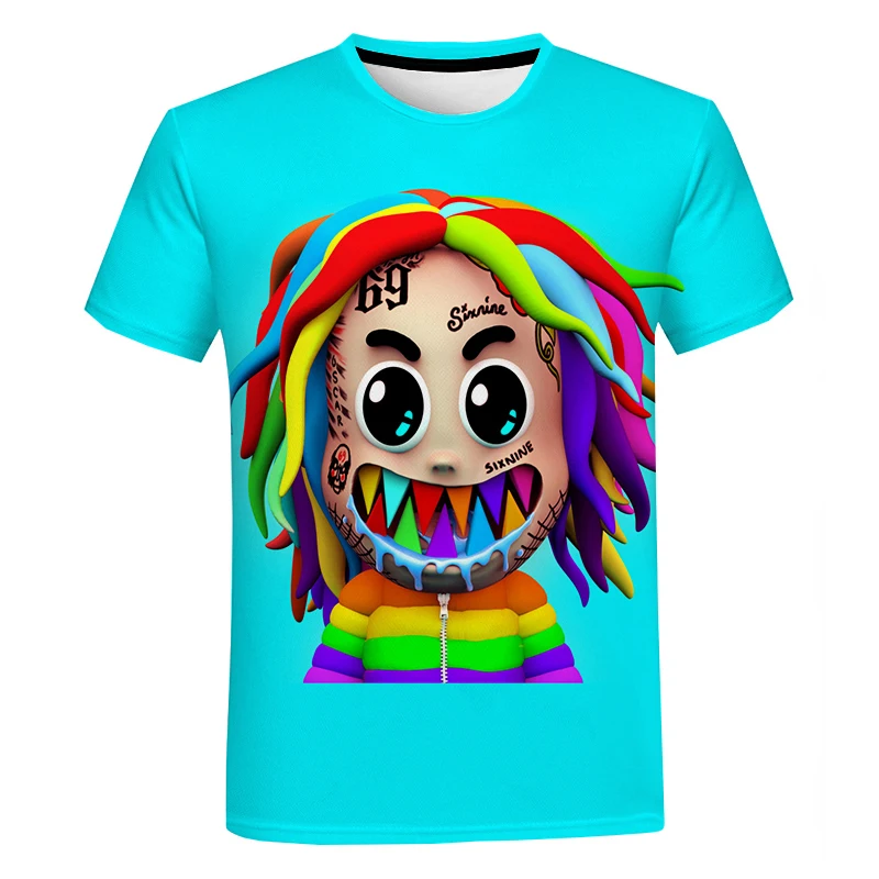 Футболка Gooba 6ix9ine с 3D принтом футболка американским рэпером коротким рукавом для