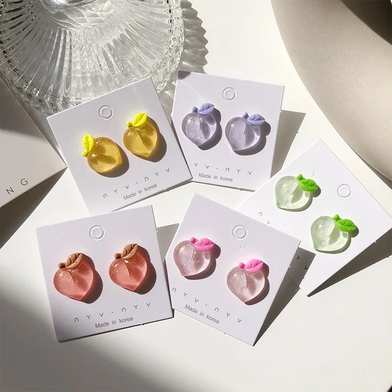 

Summer Style Cute Fruit Peach Fashion Stud Earrings for Woman Girl Lovely Acrylic Eearrings Funny Sweet Party Jewelry Gift