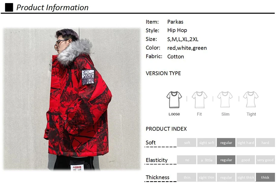 Winter Hip Hop Parkas Men Camouflage Jackets Fur Collar Hooded Thick Windbreaker Coats Outwear Streetwear Plus Size HZ158
