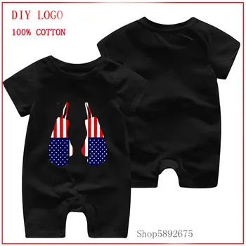 

New style american boxing gloves printed 100% Pure cottons and comfortable short sleeved clothes hot sale Newborn baby Rompers