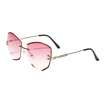 

2019 Sunglasses Women Rimless Cat Eye Diamond-shaped Frameless Clear Colored Lens Sun Glasses Driving Gradient Shades Eyeglasses