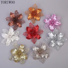 YORIWOO 3/6/12 шт Merry Искусственные Рождественские цветы для украшения искусственными блестящими цветами DIY Свадебные украшения дома цветочные бутоны