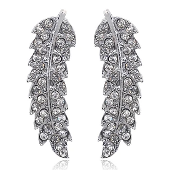 

10Pair Europe and America New Small Fresh Micro-inlaid Crystal Earrings Leaf Earrings for Women Christmas Gift