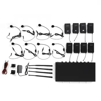 

New UHF/VHF 1 for 8 Professional Wireless Waist-Mounted Handheld Microphone Set 100-240V US Plug