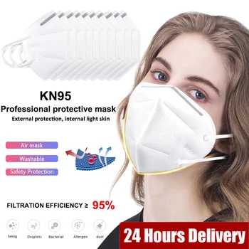 

10-100 Pieces KN95 Dustproof Anti-fog Breathable Face Masks Filtration Mouth Masks 5-Layer Mouth Muffle Respirator Cover Mask