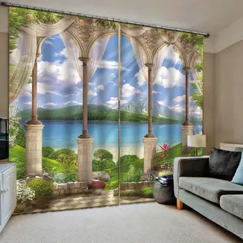 

Window Treatment beautiful Roman Curtain nature scenery Curtains For Living Room Bedroom European Drapes
