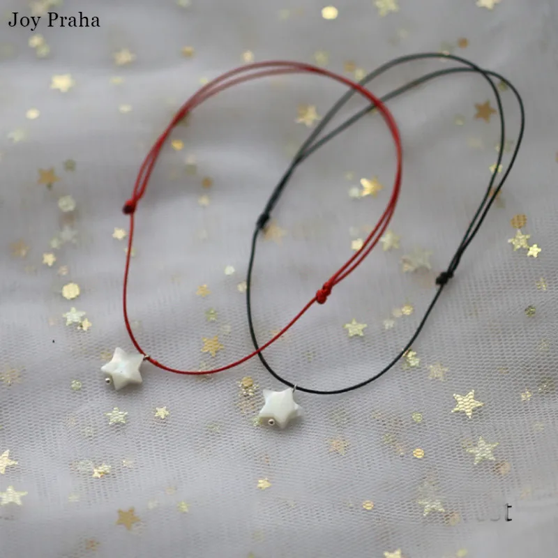 

Natural white butterfly shell stars anklets / Thin foot rope black rope red rope / wholesale dropshipping