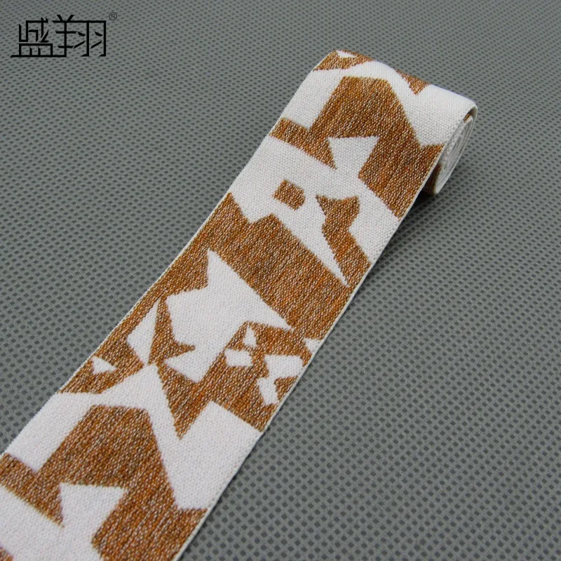 BrownWhite Meetee 5/10M(4 см) высококачественной резины нейлона красочный Эластичная лента тесьма пояс эластичный лента DIY аксессуары для шитья одежды - Цвет: BrownWhite