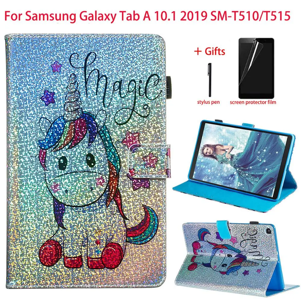 Comprar Para Samsung Galaxy Tab A 10,1 2019 SM T510 SM T515 funda soporte Tablet PU Funda de cuero para Galaxy Tab A 10,1 funda de 2019 pulgadas + regalo