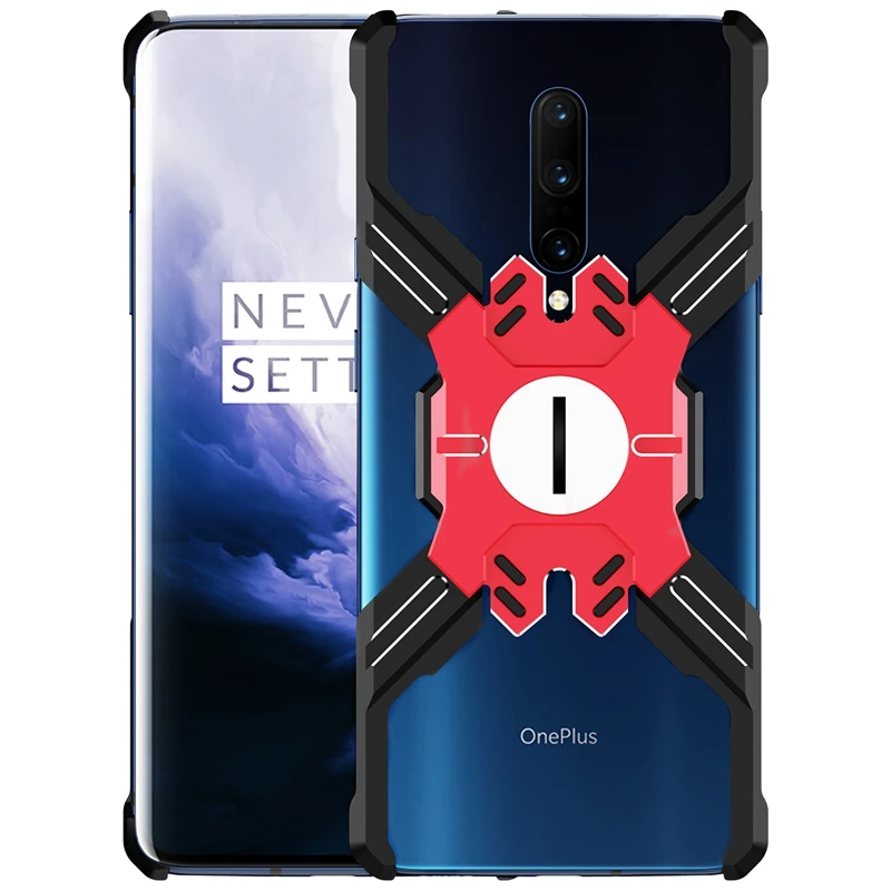 Black Red Для OnePlus 7 Pro Чехол Ультра Светильник Алюминиевый металлический защитный чехол для One Plus 7 роскошный механический рычаг бампер чехол для телефона - Цвет: Black Red