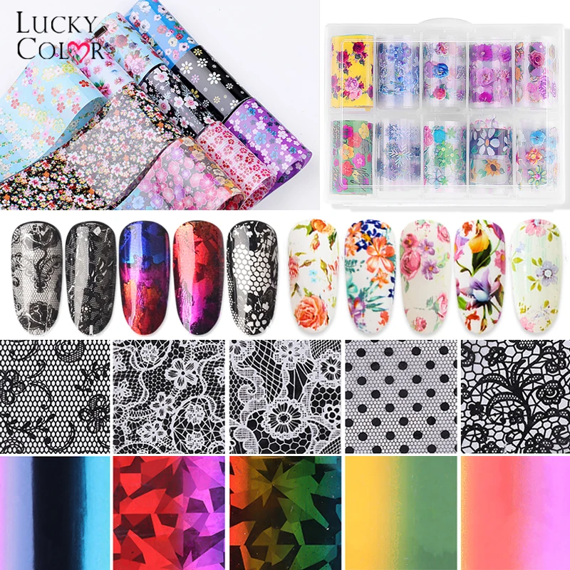 1 коробка фольга для ногтей Звездное лазерное сверкающее черное форма Кружева