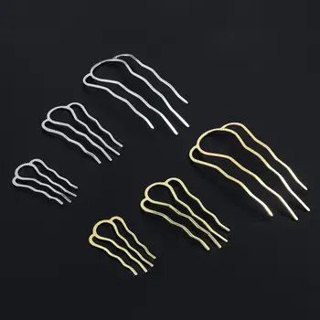 

DIY Handmade Silver Gold 4 Teeth Hair Stick Comb Hair Accessories Hairpin Barrette Blank Base For Jewelry Making Bride Tiaras